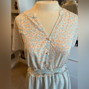 Like New Sienna Sky Light Blue Yellow Floral Dress Juniors Size Large/Womens Med